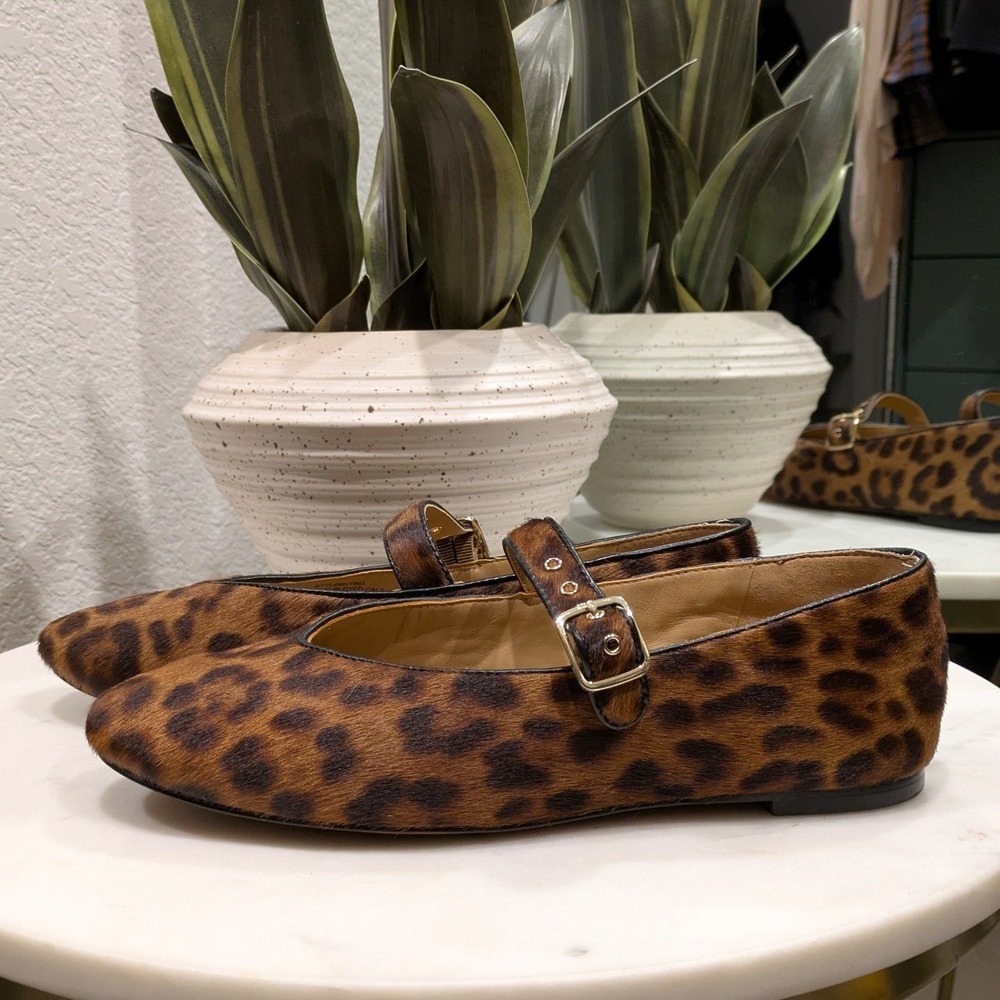 Madewell Hera Ballet Flats Women 9 Leopard Real Calf Hair Buckle Mary Jane NT863 - Picture 5 of 7